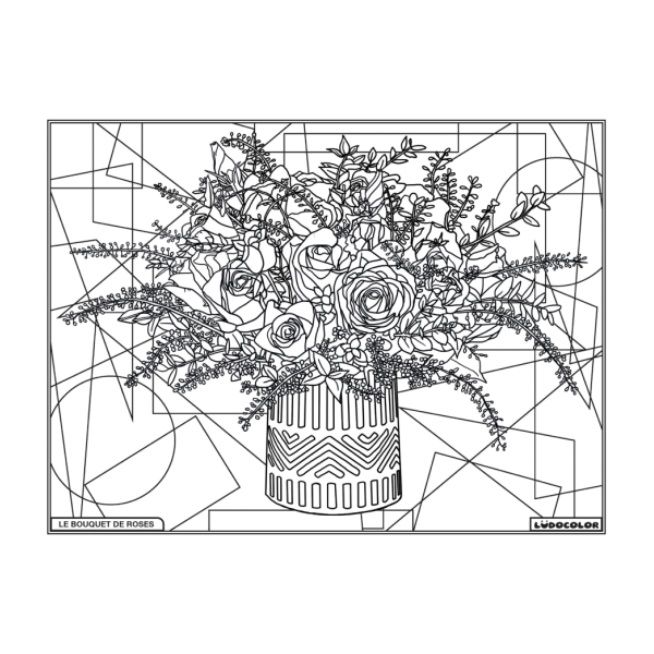 Tableau velours - Le bouquet de Roses visuel noir et blanc