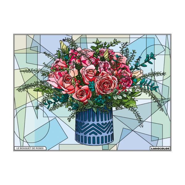 Tableau velours - Le bouquet de Roses visuel fini