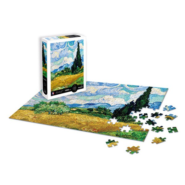Champ de blé avec Cyprès - Vincent Van Gogh 1000p boite + puzzle