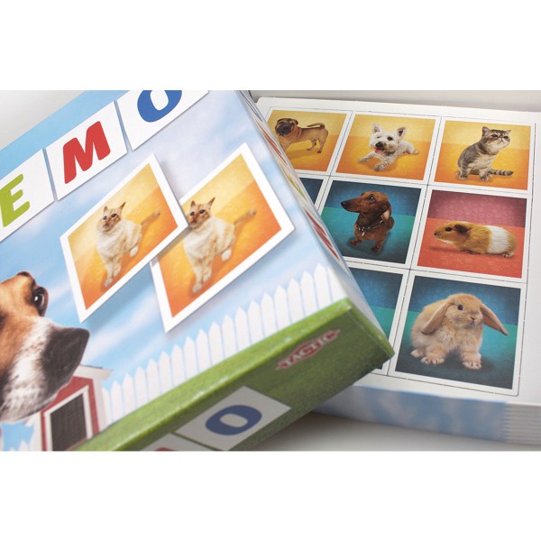 Mémory animaux, boite du jeu ouverte 