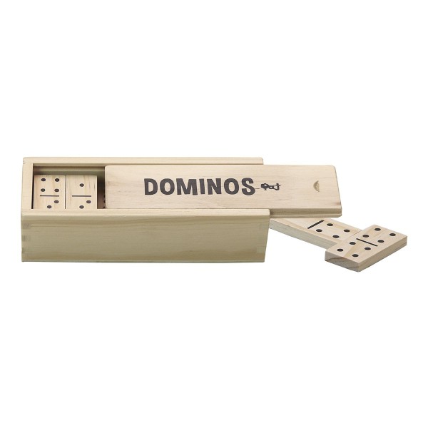 Domino en bois, boite du jeu ouvert