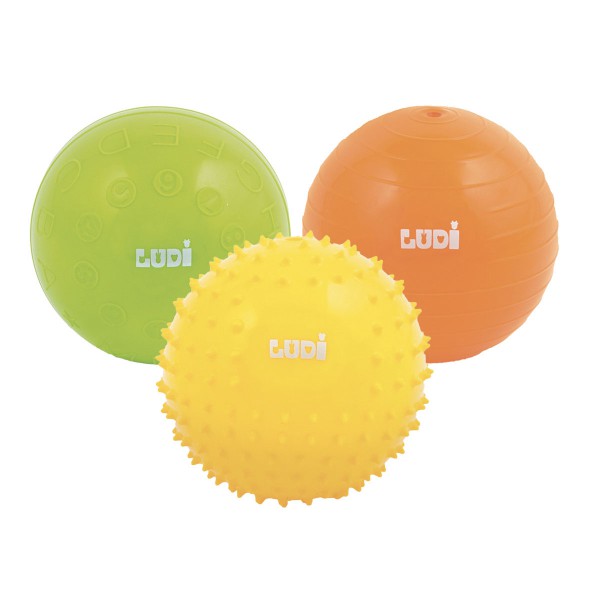 3 balles sensorielles tons pastels 