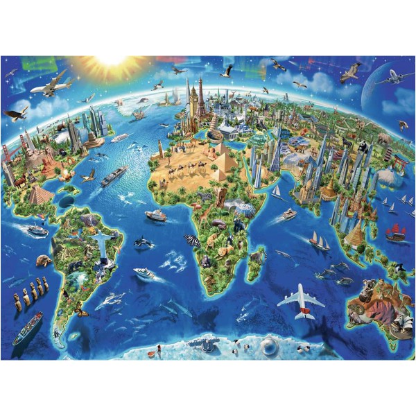 Carte des monuments du monde Puzzle 300p XXL
