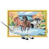 Horde de chevaux Créatif XXL, Peinture cadre doré, Pinceau, 3 pots de peinture