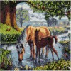 Kit broderie diamant 30x30cm,Chevaux, Visuel final de face 