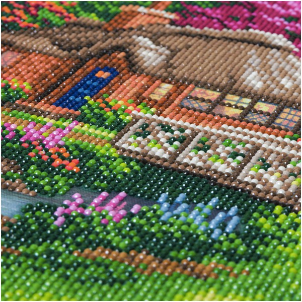 Kit broderie diamant 30x30cm, T, Kinkade Cotttage, zoom visuel final