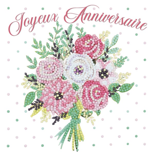 Kit broderie diamant 18x18cm, Anniversaire bouquet 