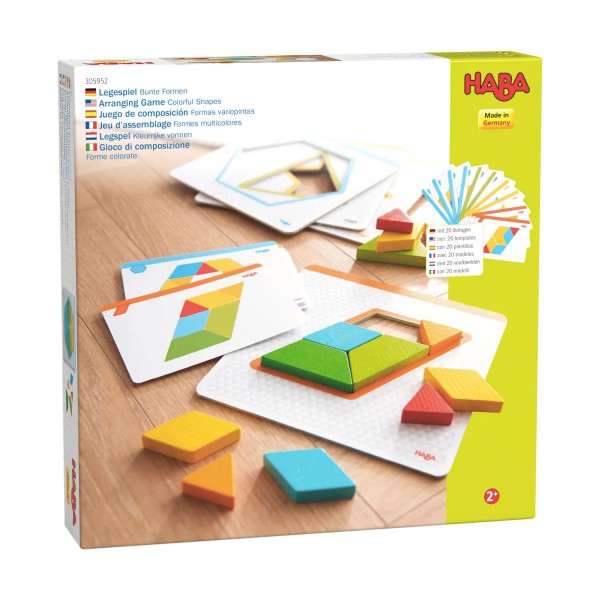 Jeu d'assemblage Formes multicolores, boite du jeu